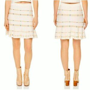 💕SANDRO PARIS💕 Nola Fluted Textured Knit Mini Skirt ~ Ecru 12
